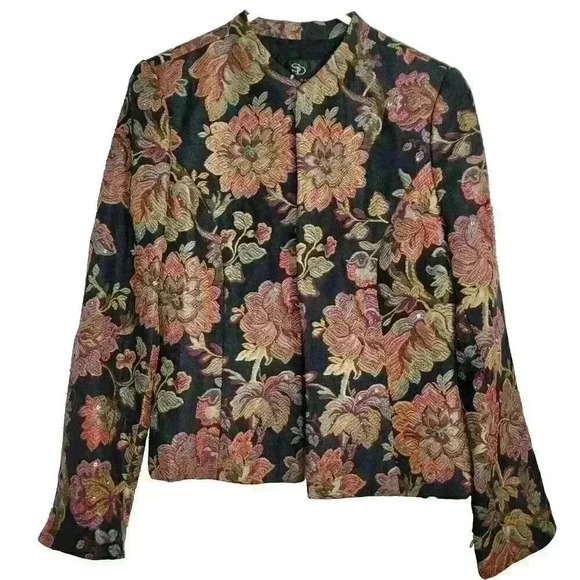 Sandra Darren Blazer Womens 8 Tapestry Beaded Work Office Casual Jacket Church - Picture 1 of 10